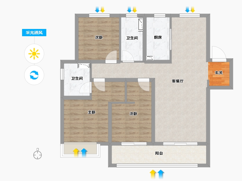 河北省-石家庄市-石家庄・融创城-87.94-户型库-采光通风