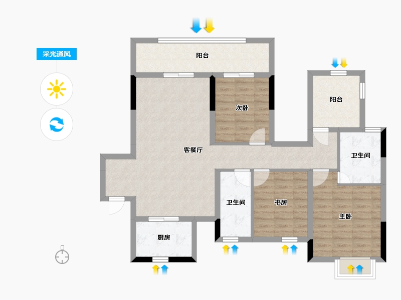 广西壮族自治区-南宁市-兴进�B府-98.69-户型库-采光通风