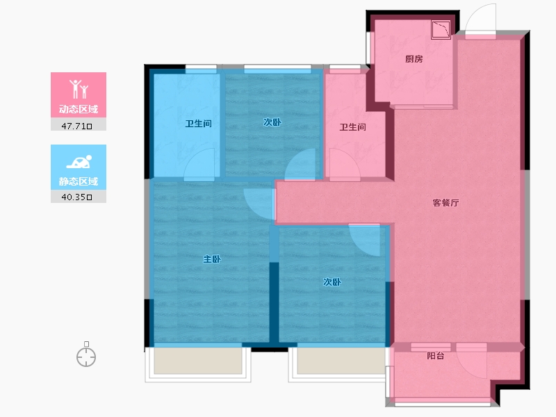 山东省-烟台市-龙湖春江悦茗-78.40-户型库-动静分区