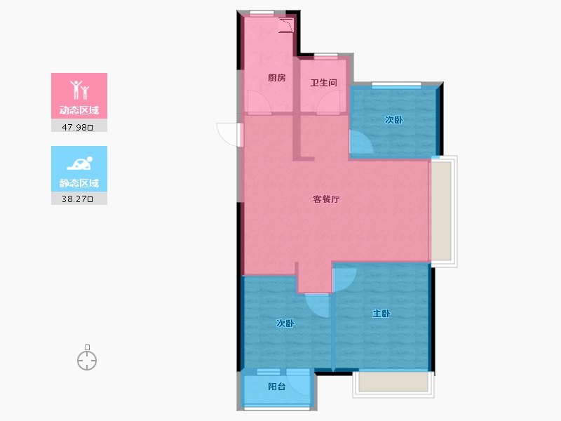 山东省-烟台市-龙湖悠山郡-77.60-户型库-动静分区