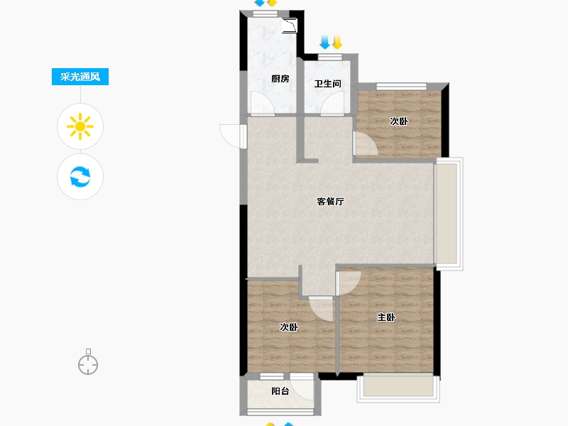 山东省-烟台市-龙湖悠山郡-77.60-户型库-采光通风