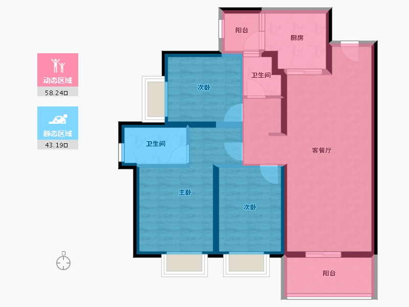 云南省-昆明市-万科城-90.01-户型库-动静分区