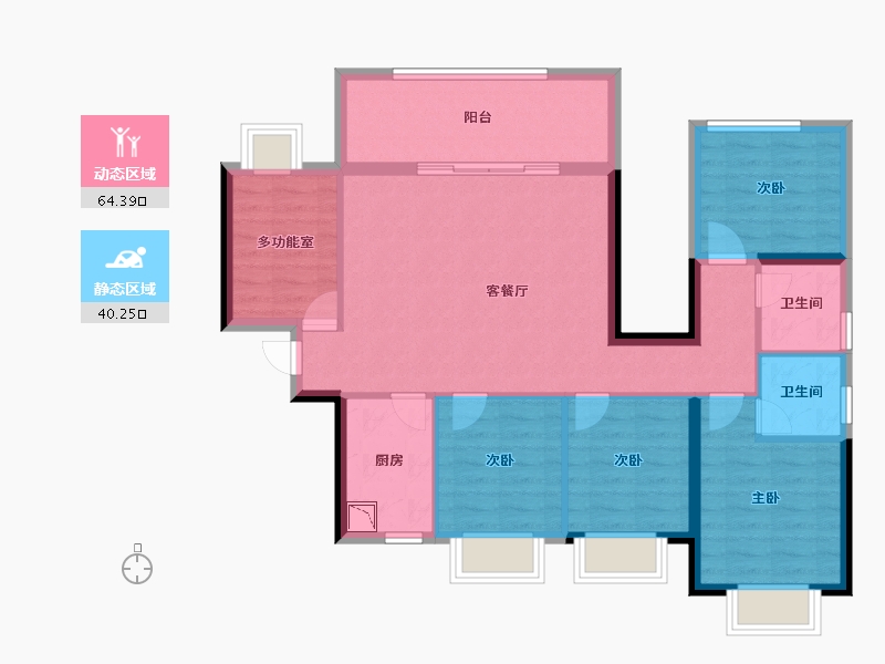 广西壮族自治区-南宁市-丰泽双湾紫云台-93.39-户型库-动静分区