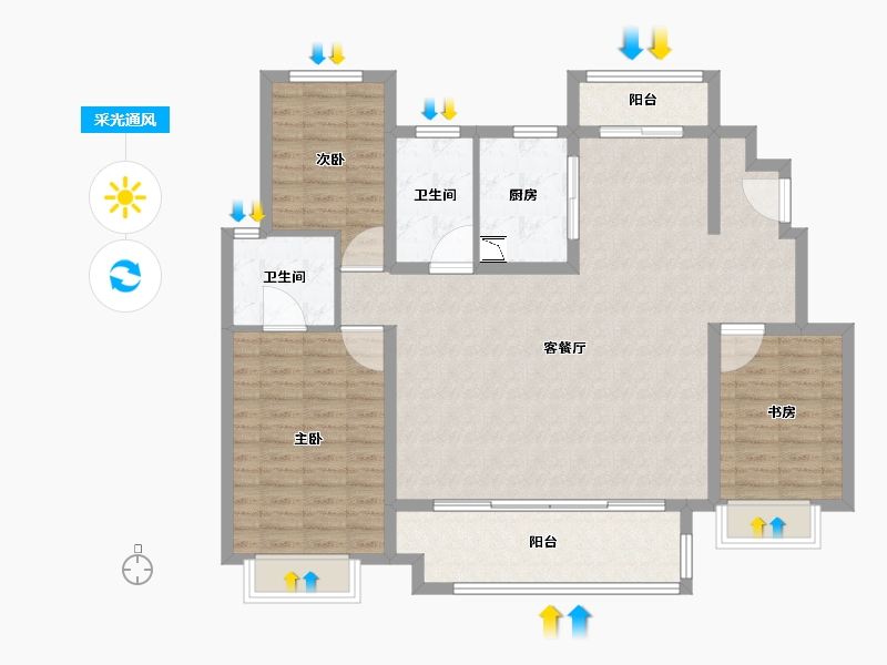 山东省-烟台市-新力珑湾-116.01-户型库-采光通风