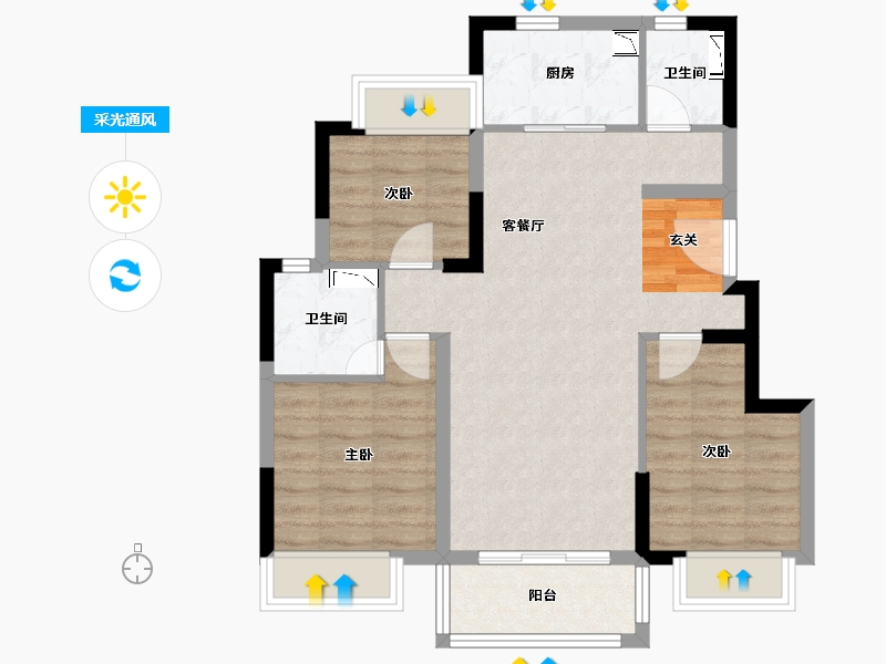 广东省-东莞市-唐商翰林府-72.24-户型库-采光通风