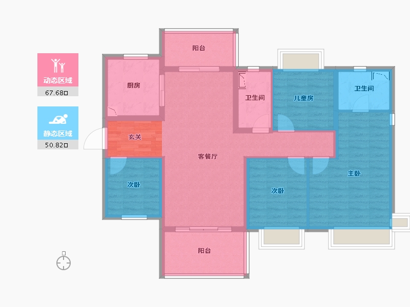 广东省-东莞市-保利松湖和府-105.46-户型库-动静分区