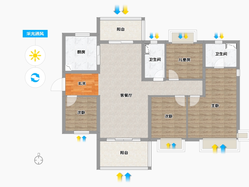 广东省-东莞市-保利松湖和府-105.46-户型库-采光通风