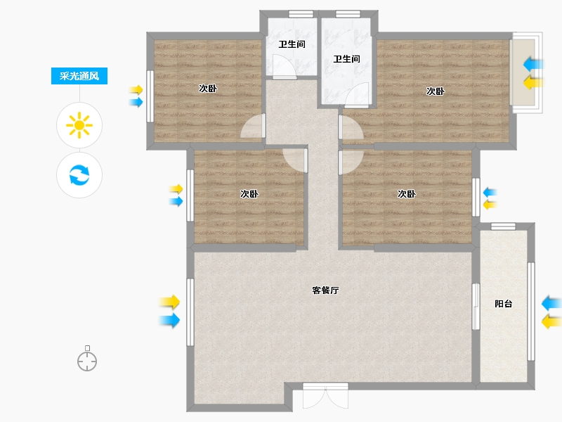 山东省-菏泽市-龙翔中央檀府-117.28-户型库-采光通风