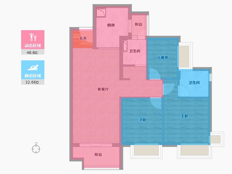 广东省-东莞市-保利松湖和府-71.64-户型库-动静分区