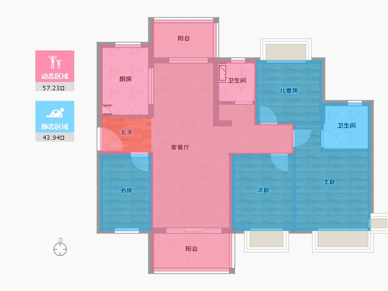 广东省-东莞市-保利松湖和府-90.19-户型库-动静分区