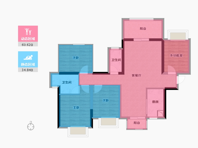 广西壮族自治区-南宁市-丰泽双湾紫云台-84.14-户型库-动静分区