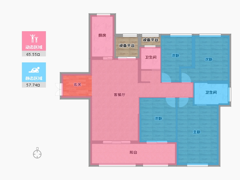 湖北省-十堰市-百强世纪城|百强中心-115.67-户型库-动静分区