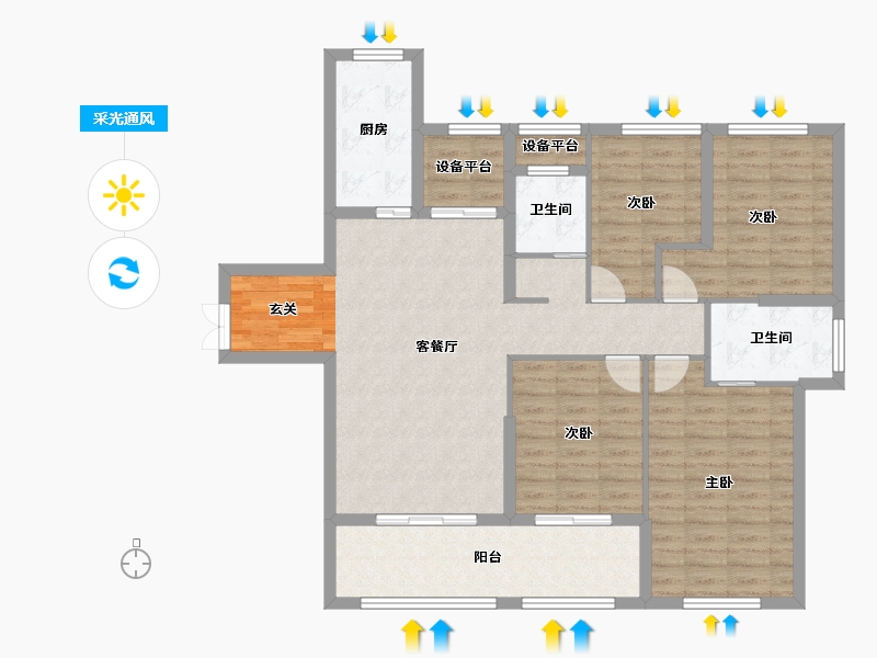 湖北省-十堰市-百强世纪城|百强中心-115.67-户型库-采光通风