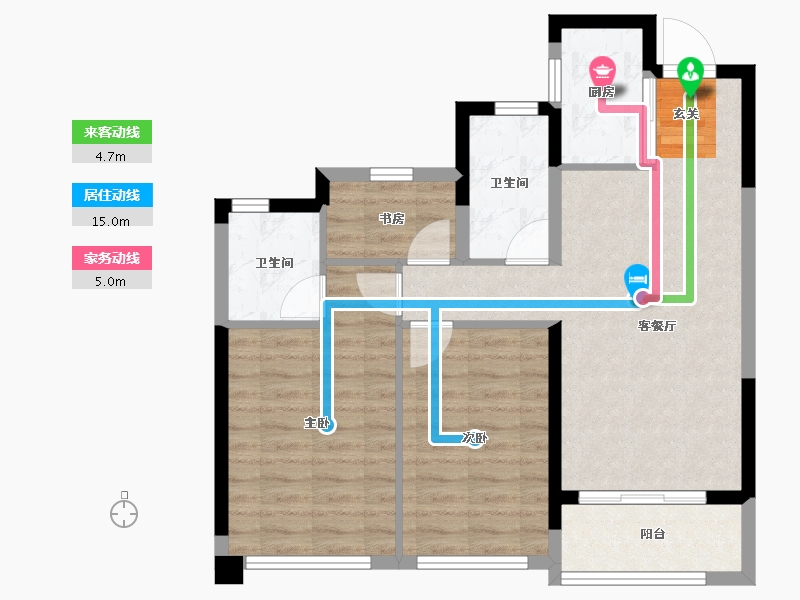 浙江省-温州市-龙湖天曜城-72.81-户型库-动静线