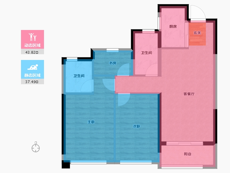 浙江省-温州市-龙湖天曜城-72.81-户型库-动静分区