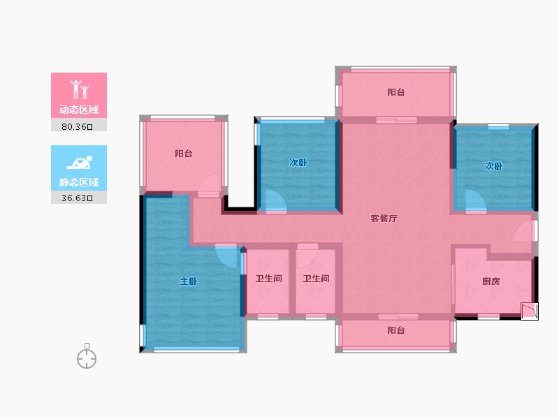 广西壮族自治区-南宁市-武鸣彰泰滨江学府-102.32-户型库-动静分区