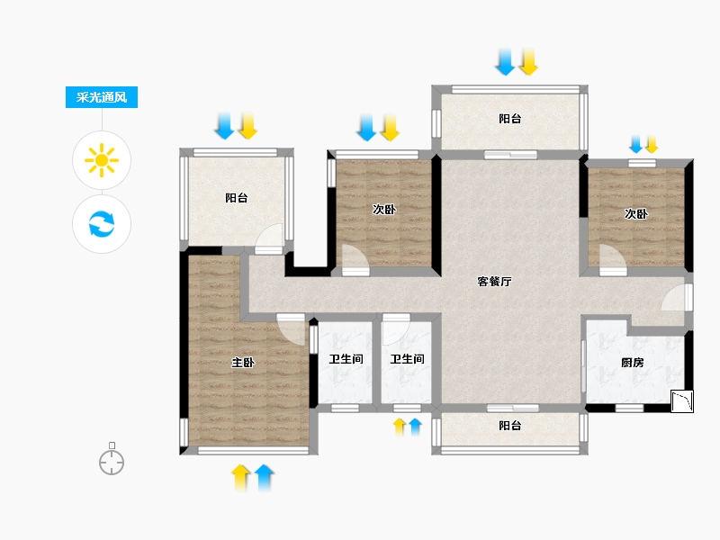 广西壮族自治区-南宁市-武鸣彰泰滨江学府-102.32-户型库-采光通风