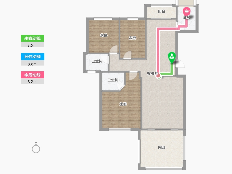 湖南省-长沙市-长沙玫瑰园-105.13-户型库-动静线