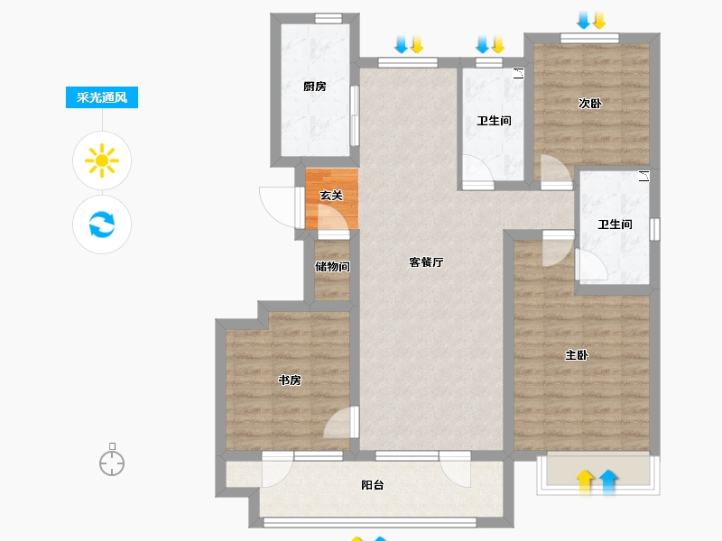 河北省-石家庄市-保利城-95.21-户型库-采光通风