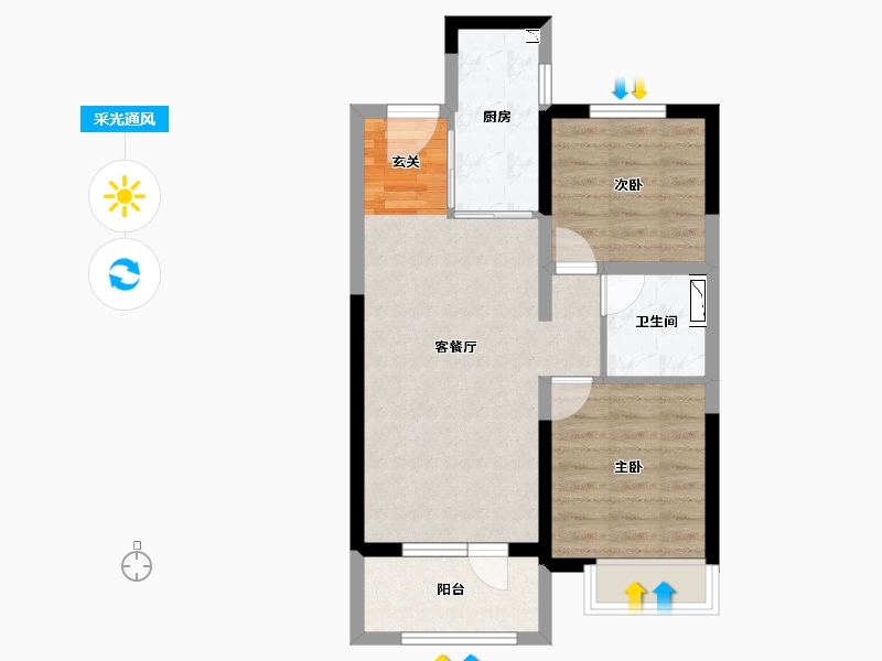 河北省-石家庄市-保利城-59.33-户型库-采光通风