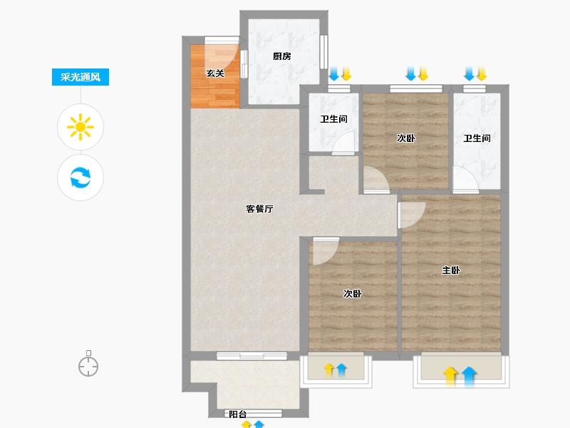 河北省-石家庄市-金辉优步悦山-82.00-户型库-采光通风