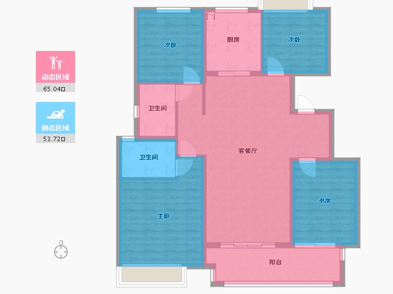 江西省-九江市-中海九樾-107.01-户型库-动静分区