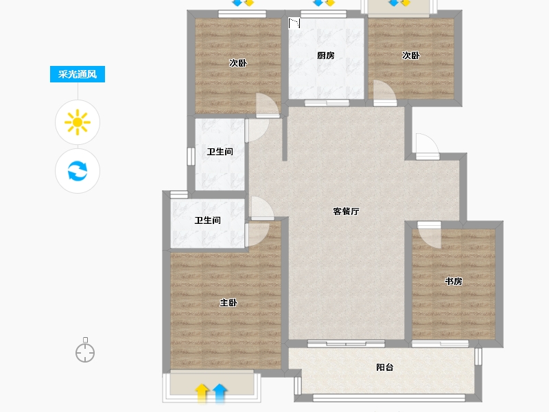 江西省-九江市-中海九樾-107.01-户型库-采光通风