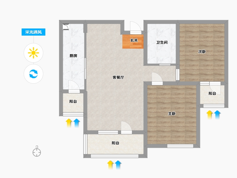 山东省-青岛市-泉源山庄-76.00-户型库-采光通风