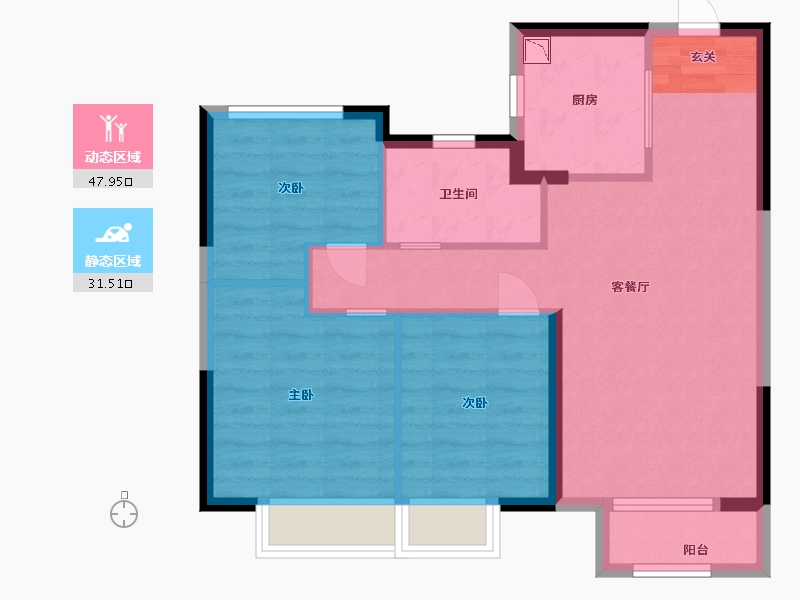 山东省-青岛市-龙湖龙誉城-71.20-户型库-动静分区