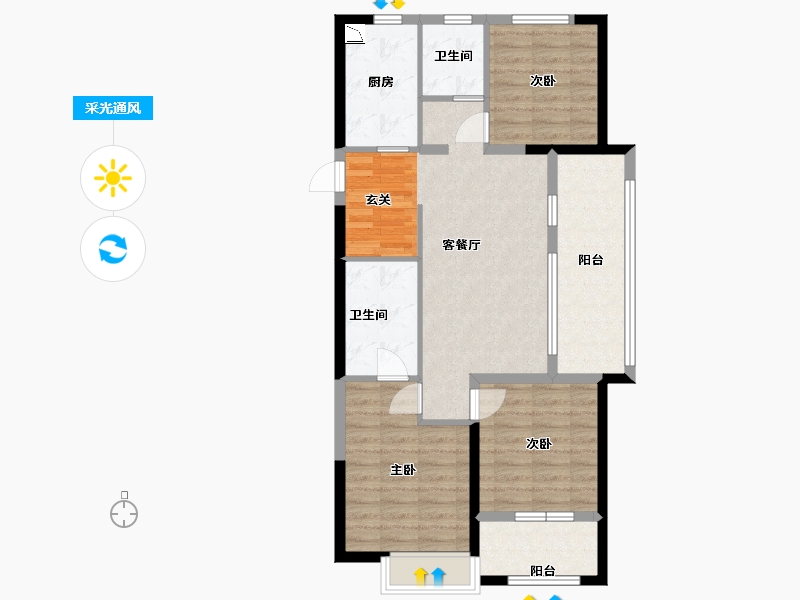 山东省-青岛市-龙湖龙誉城-87.20-户型库-采光通风