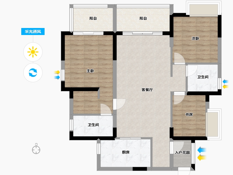 福建省-莆田市-莆田万科城-91.77-户型库-采光通风