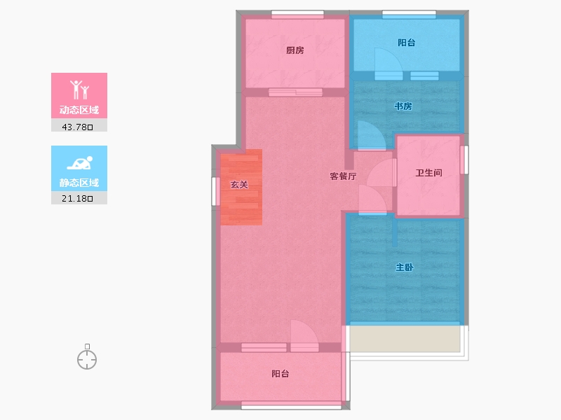 辽宁省-大连市-华润置地公元九里-57.00-户型库-动静分区