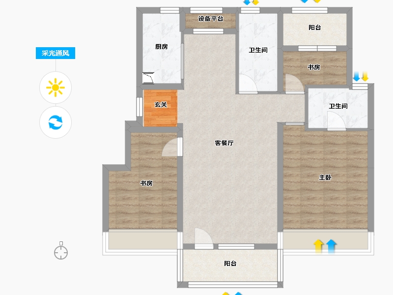 辽宁省-大连市-华润置地公元九里-89.09-户型库-采光通风