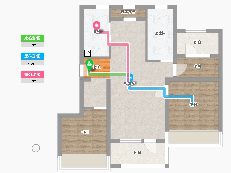 辽宁省-大连市-华润置地公元九里-69.13-户型库-动静线