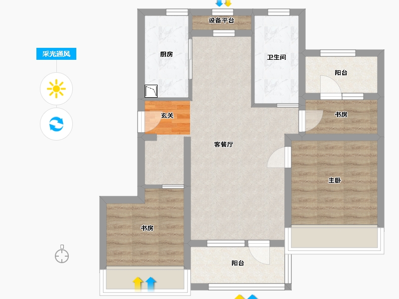 辽宁省-大连市-华润置地公元九里-69.13-户型库-采光通风