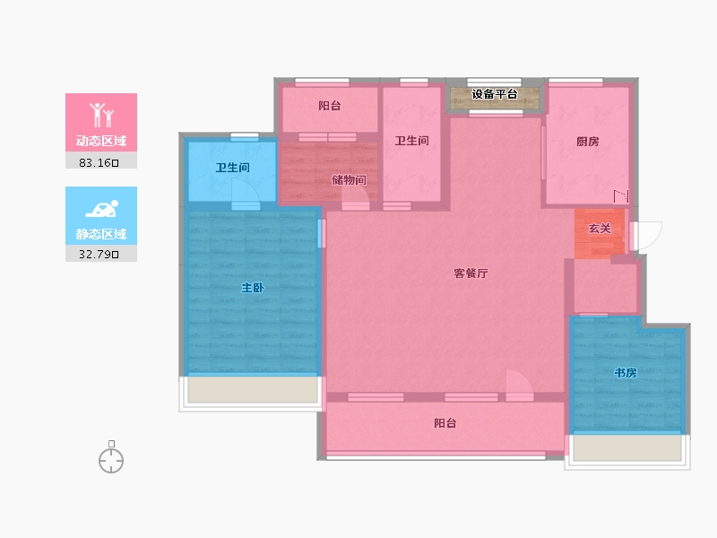 辽宁省-大连市-华润置地公元九里-104.82-户型库-动静分区