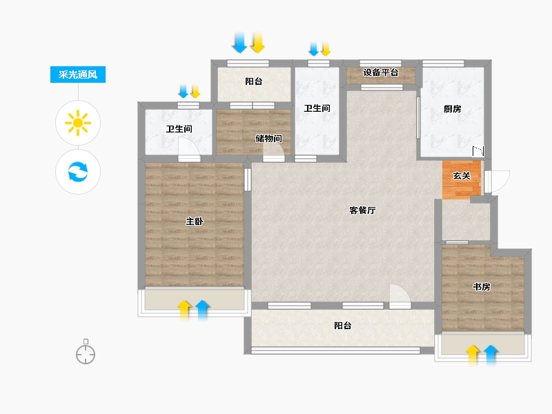 辽宁省-大连市-华润置地公元九里-104.82-户型库-采光通风