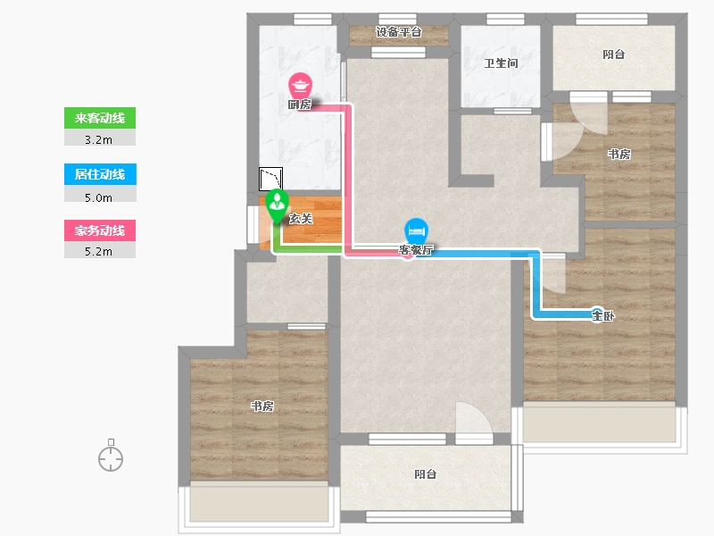 辽宁省-大连市-华润置地公元九里-75.75-户型库-动静线