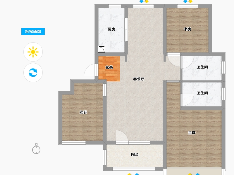 山东省-青岛市-保利开投徕卡公园-94.40-户型库-采光通风