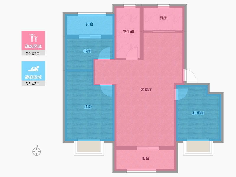 辽宁省-大连市-亿达第一郡-76.31-户型库-动静分区