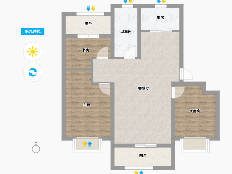 辽宁省-大连市-亿达第一郡-76.31-户型库-采光通风