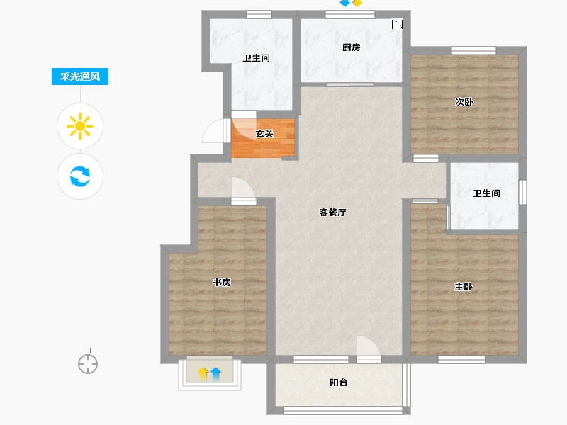 山东省-青岛市-泉源山庄-101.61-户型库-采光通风