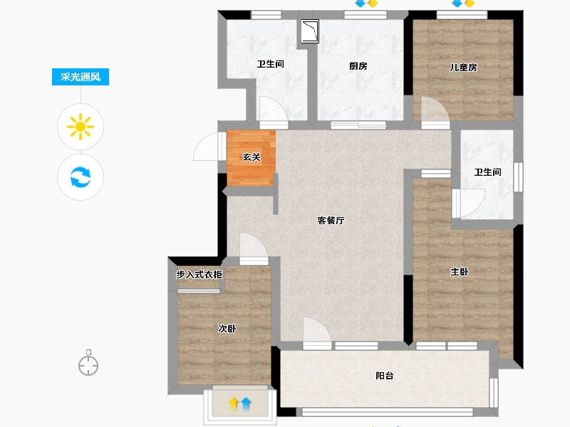 山东省-青岛市-昆仑樾-77.13-户型库-采光通风