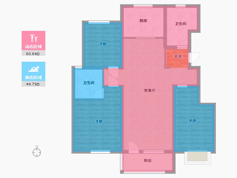 山东省-青岛市-泉源山庄-93.61-户型库-动静分区