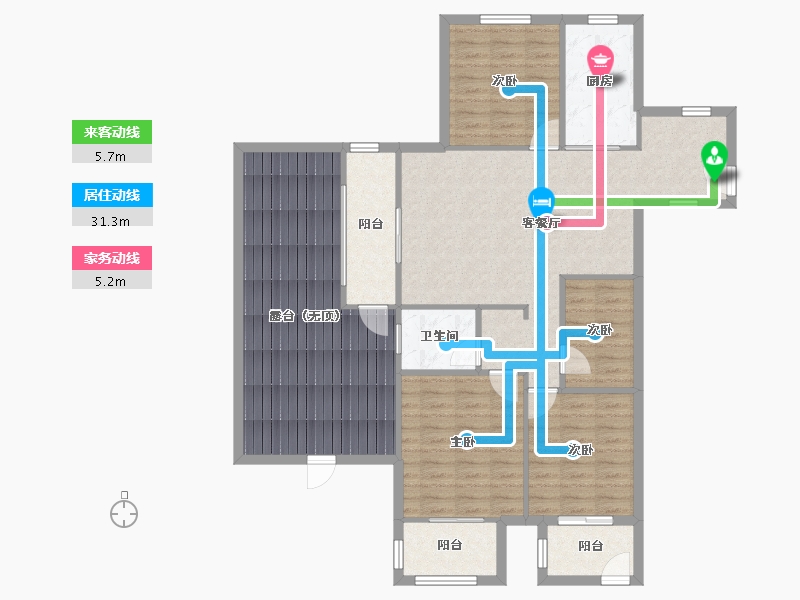 江苏省-淮安市-金圆幸福城-126.32-户型库-动静线