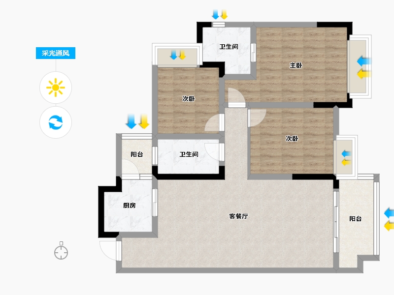 四川省-成都市-锦德天府-93.90-户型库-采光通风