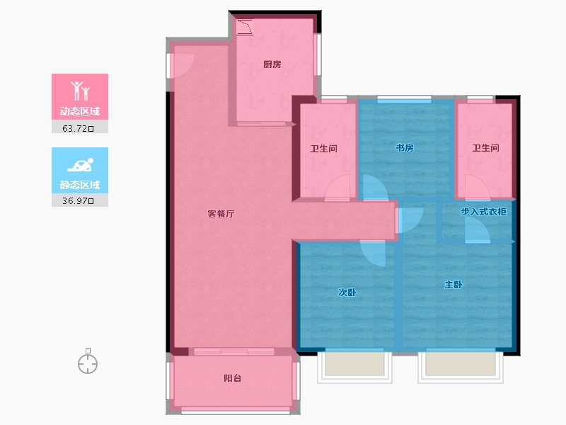 江苏省-盐城市-奥园公园悦府-89.59-户型库-动静分区