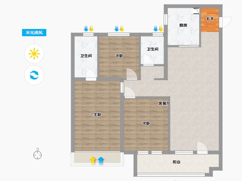 山东省-青岛市-宸悦府-94.40-户型库-采光通风