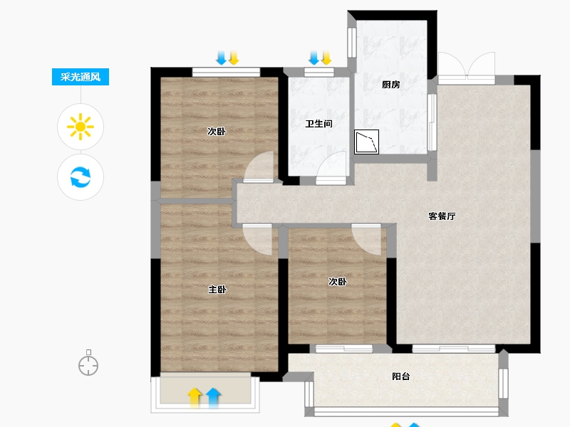 河南省-三门峡市-灵宝建业・壹号城邦-79.99-户型库-采光通风