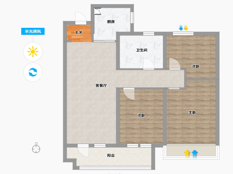 山东省-青岛市-宸悦府-86.40-户型库-采光通风